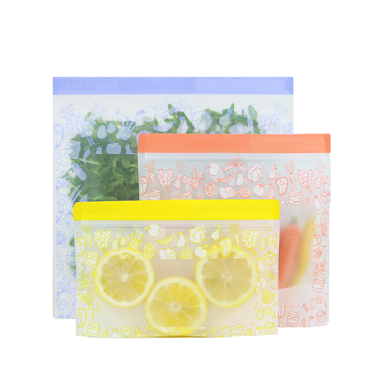 Food Saving Reusable Bag - 10PC Set with window (3 Small, 3 Medium, 4 Large)