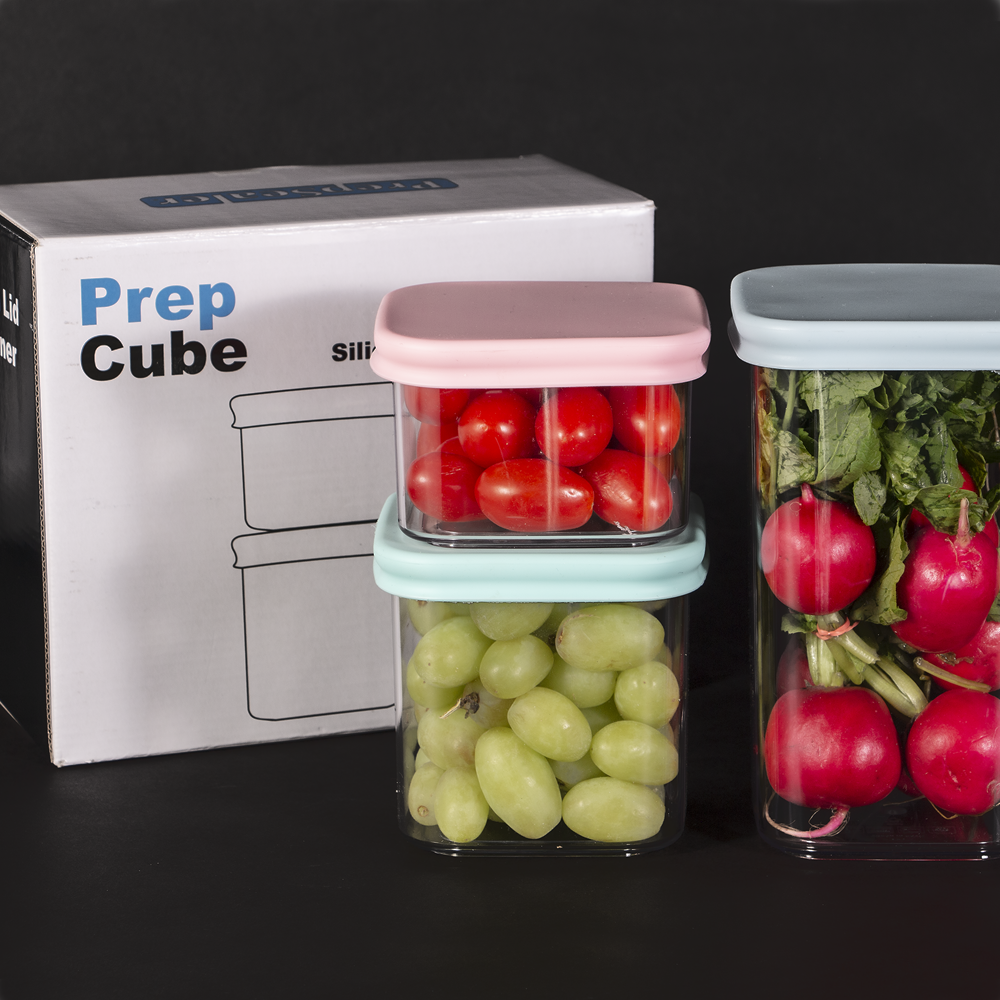 PrepCube Silicon Lid Food Container - 3PC Set