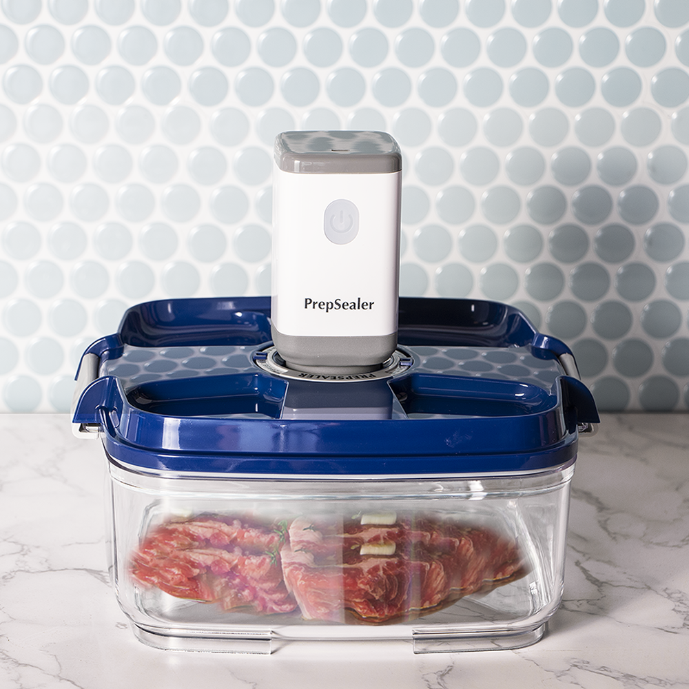 PrepSealer Marinating BPA-free Tritan Vacuum Container (2L Square + Pump)  White