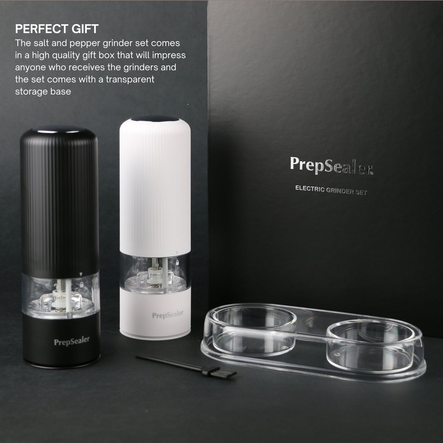 Electric Grinder Set (Color: Black, White, Base, Brush, Battery is not included)