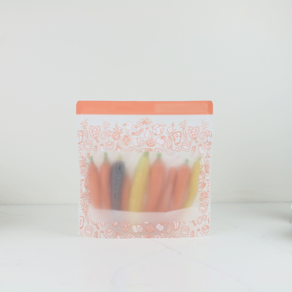 Food Saving Reusable Bag - Blossom 10PC Set with window (3 Small, 3 Medium, 4 Large)