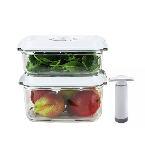 PrepSealer BPA Free Tritan Vacuum Container 3pc Bundle Set (1.4 L, 2.0 L, Drip Tray, Pump)