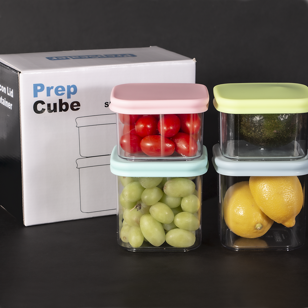 PrepCube Silicon Lid Food Container - 4PC Set
