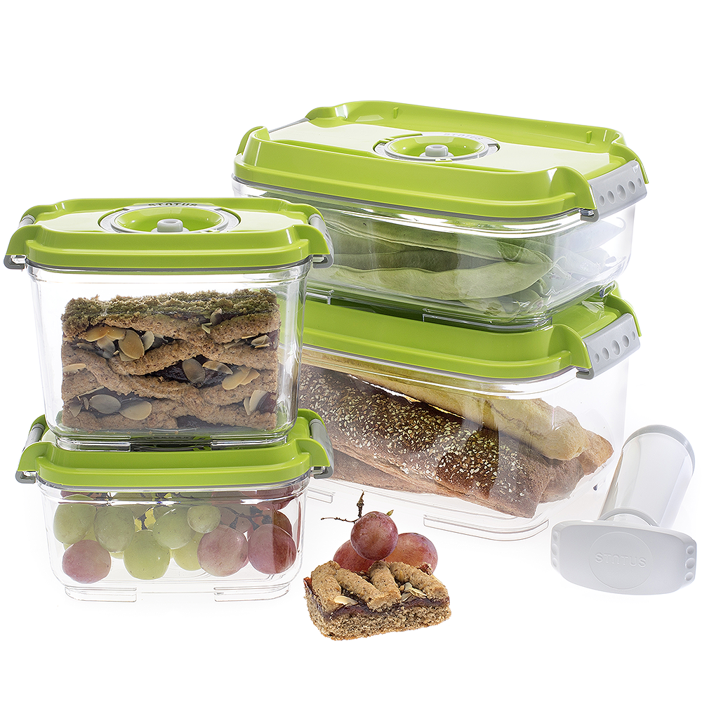 Prep & Seal BPA-Free TRITAN Vacuum Container 5pc Set (0.5L,0.8L,1.2L,2L,Pump)