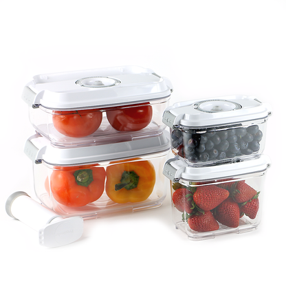 Prep & Seal BPA-Free TRITAN Vacuum Container 5pc Set (0.5L,0.8L,1.2L,2L,Pump)