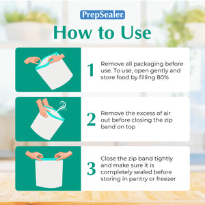 PrepSealer Food Saving Reusable Bag - Large 6pc