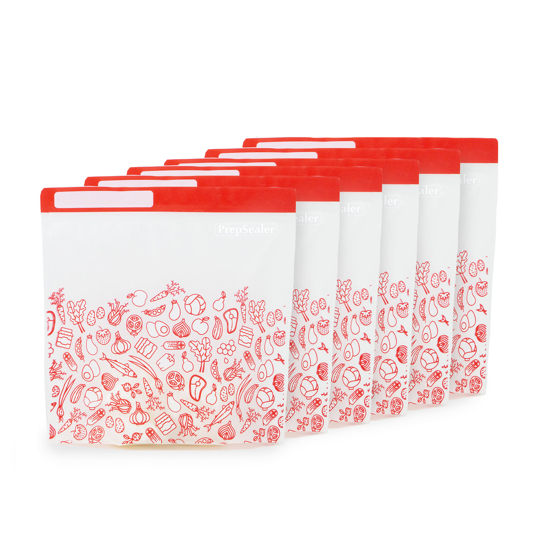 PrepSealer Food Saving Reusable Bag - Medium 6pc