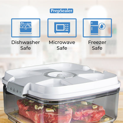 Marinating Vacuum Container - 2L, Square, White (Vacuum Pump included)
