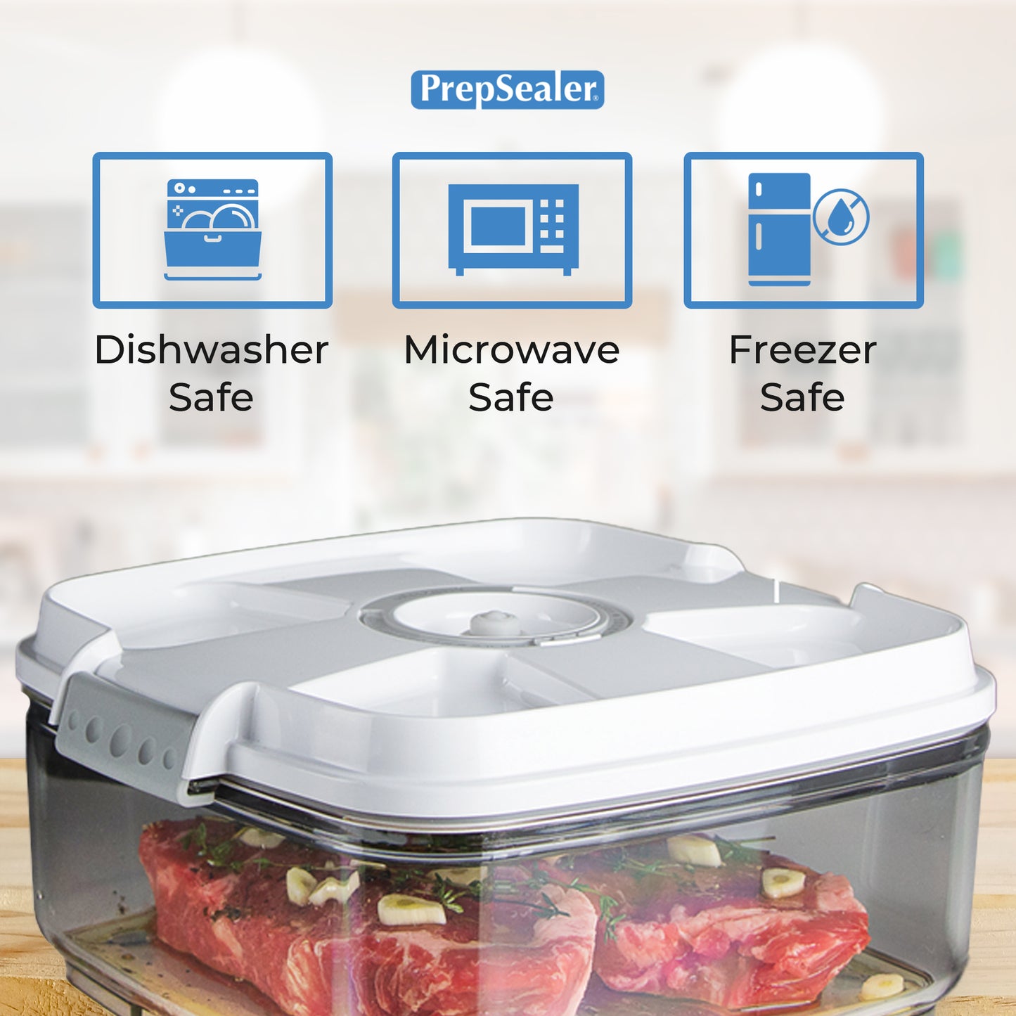 Marinating Vacuum Container - 2L, Square, Blue (Vacuum Pump included)
