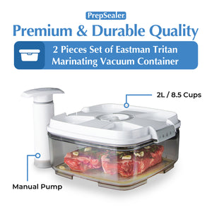 PrepSealer BPA-free Tritan Vacuum Container Marinating White (2L, Pump)
