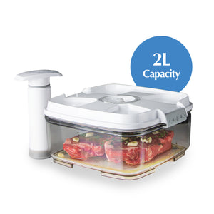 PrepSealer BPA-free Tritan Vacuum Container Marinating White (2L, Pump)