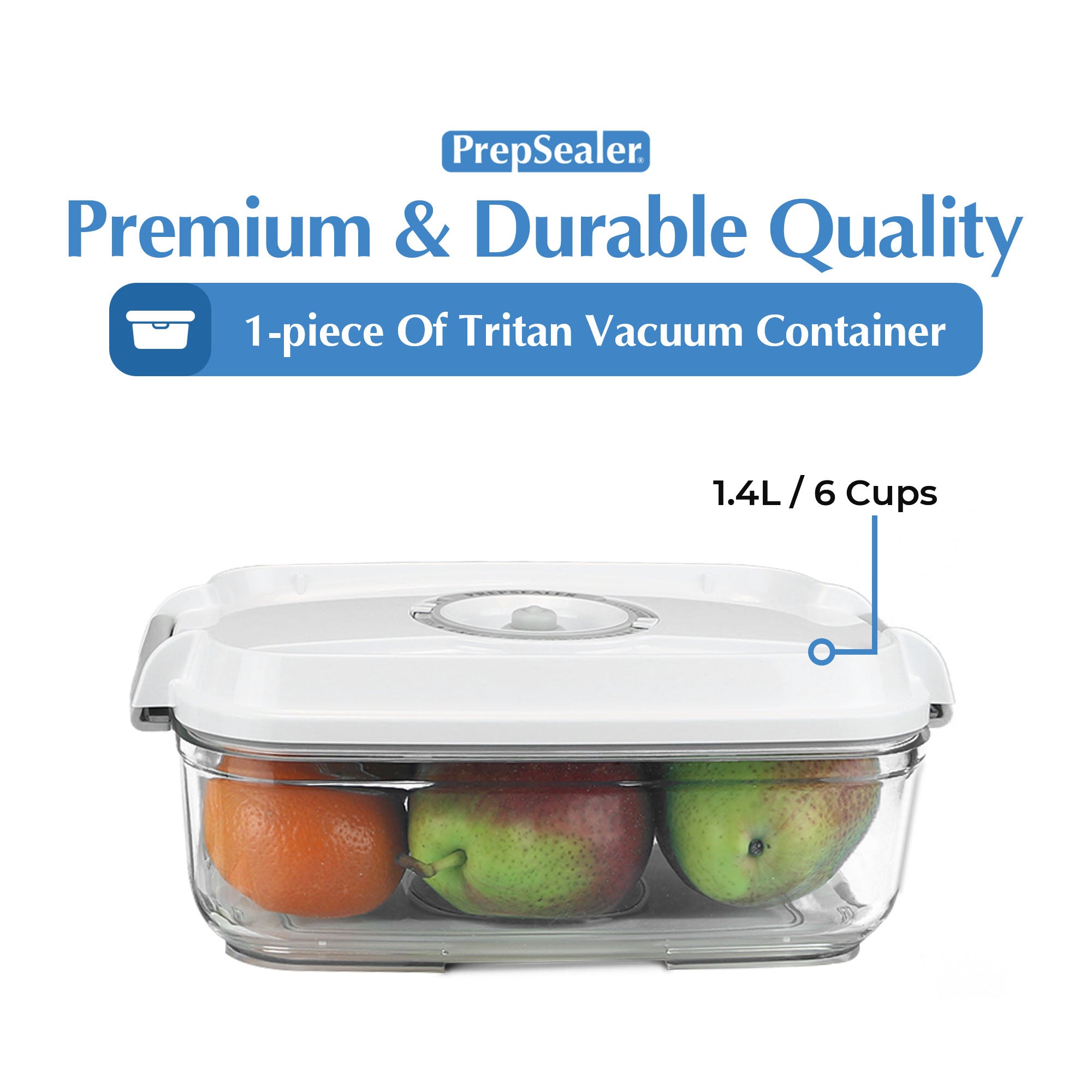 PrepSealer BPA Free Tritan Vacuum Container 3pc Bundle Set (1.4 L, 2.0