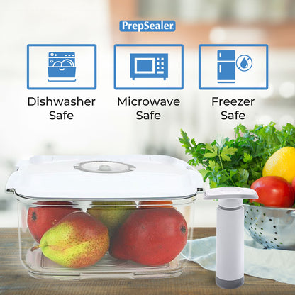 Prep & Seal BPA-Free TRITAN Vacuum Container 3pc Bundle Set (1.4 L, 2.0 L, Drip Tray, Pump)