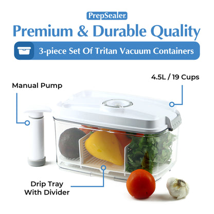 Prep & Seal BPA-Free TRITAN Vacuum Container Bread Box 4.5L (Pump,Tray)