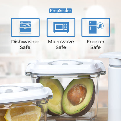 Prep & Seal BPA-Free TRITAN Vacuum Container 5pc Set (0.5L,0.8L,1.2L,2L,Pump)