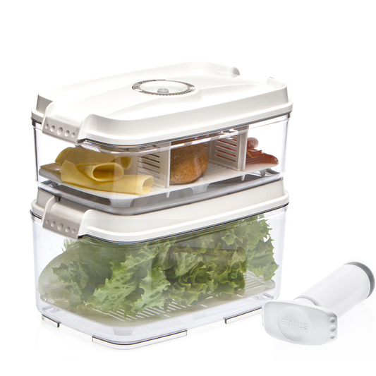 Food Saving Vacuum Seal Big Rectangle Containers 2PC Set - PrepSealer