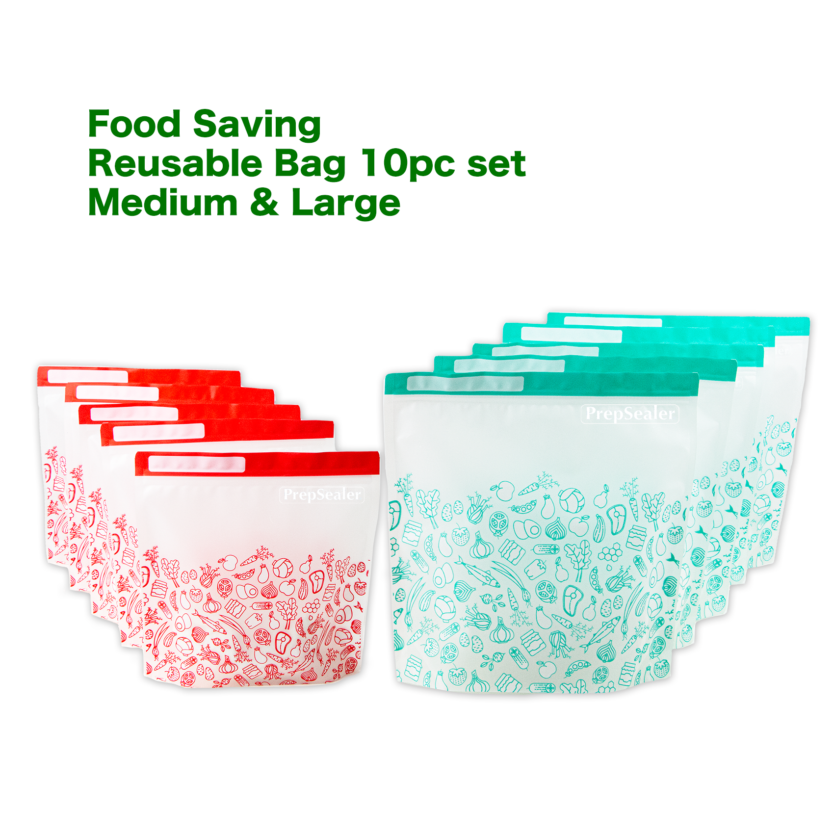 Keep Food Fresh 3X Times longer Food Saving Reusable Bag - Variety 10pc (3  Small, 3 Medium, 4 Large) – PrepSealer